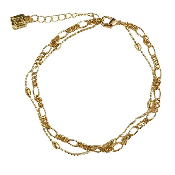 Dannijo Double Gold Anklet Jewelry for Women Gold Plated Chains 9 in to 10.5 in - Picture 3 of 7